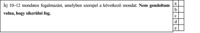 Írj 10–12 mondatos fogalmazást, amelyben szerepel a következő mondat: Nem gondoltam volna, hogy sikerülni fog.