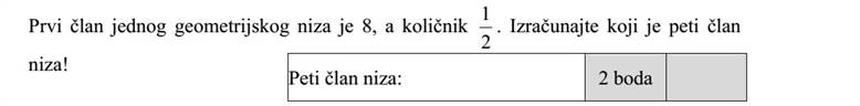 Egy mértani sorozat első tagja 8, hányadosa 12 . Számítsa ki a sorozat ötödik tagját!