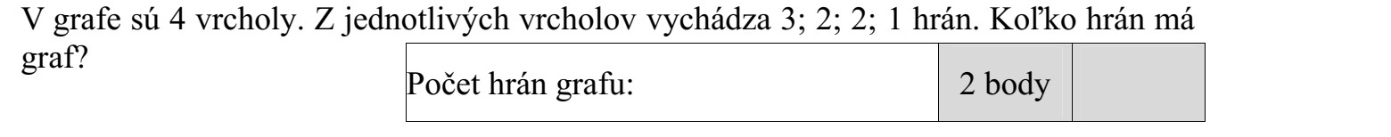 Egy gráfban 4 csúcs van. Az egyes csúcsokból 3  2  2  1 él indul. Hány éle van a gráfnak?