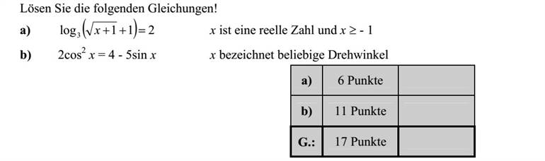 Oldja meg az alábbi egyenleteket! a) log3( x +1 +1)= 2 x valós szám és x  - 1 b) 2cos2 x = 4 - 5sin x x tetszőleges forgásszöget jelöl