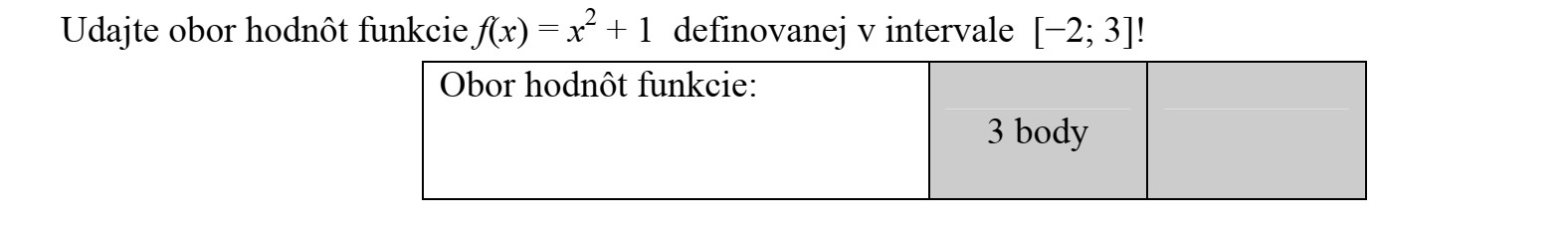 Adja meg a [2  3] intervallumon értelmezett f(x) = x2 + 1 függvény értékkészletét!