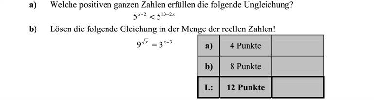 a) Mely pozitív egész számokra igaz a következő egyenlőtlenség? 5 x2 < 5132x b) Oldja meg a valós számok halmazán az alábbi egyenletet! 9 x = 3x3