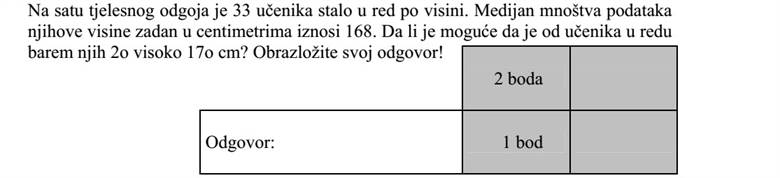 Testnevelés órán 33 diák állt nagyság szerint sorba. A magasságaikat centiméterben megadó adatsokaság mediánja 168. Lehetséges-e, hogy a tornasorban 20 tanuló legalább 170 cm magas? Válaszát indokolja!