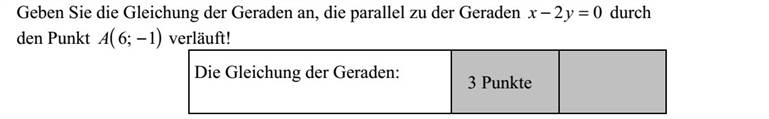 Írja fel annak az egyenesnek az egyenletét, amelyik párhuzamos az 02 = yx egyenletű egyenessel és átmegy az ( )1 6 A ponton!