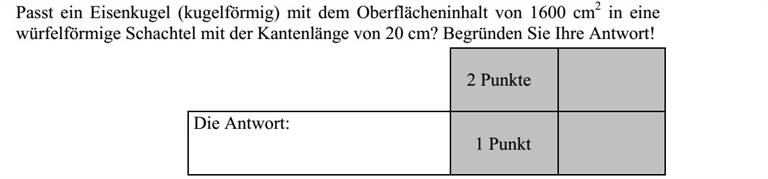 Belefér-e egy 1600 cm2 felszínű (gömb alakú) vasgolyó egy 20 cm élű kocka alakú dobozba? Válaszát indokolja!