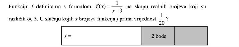 Az f függvényt a 3-tól különböző valós számok halmazán értelmezzük az 3 1 )(  = x xf képlettel. Melyik valós x szám esetén veszi fel az f függvény az 20 1 értéket?