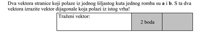 Egy rombusz egyik hegyesszögű csúcsából induló két oldalvektora a és b. Fejezze ki ezzel a két vektorral az ugyanezen csúcsból induló átló vektorát!