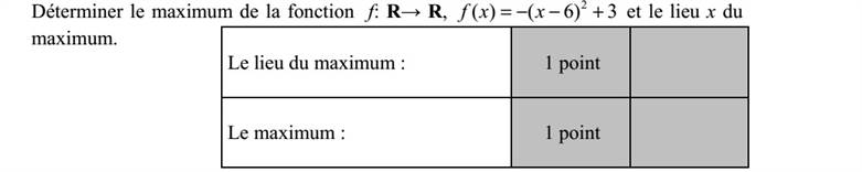 Állapítsa meg az f: R R, 3)6()( 2 += xxf függvény maximumhelyét és a maximum értékét!