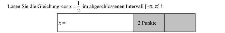 Oldja meg a [-  ] zárt intervallumon a 2 1 cos =x egyenletet!