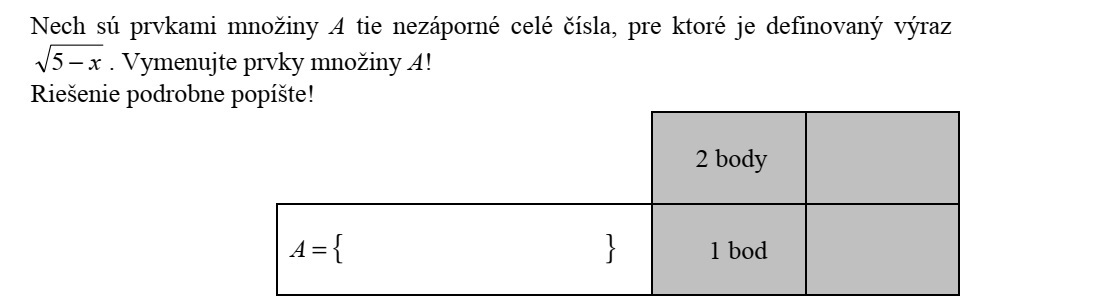 Legyenek az A halmaz elemei azok a nem negatív egész számok, amelyekre a x5 kifejezés értelmezhető. Sorolja fel az A halmaz elemeit! Megoldását részletezze!
