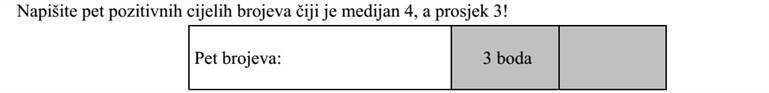 Adjon meg öt pozitív egész számot, melyek mediánja 4, átlaga 3.