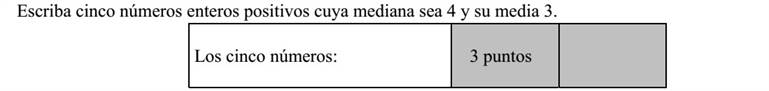 Adjon meg öt pozitív egész számot, melyek mediánja 4, átlaga 3.