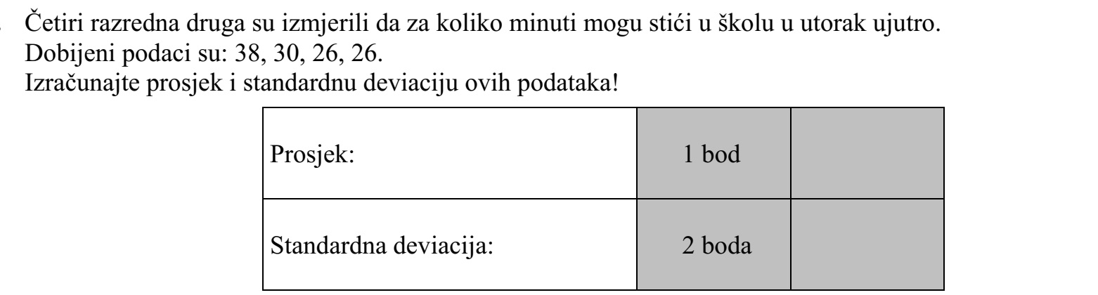 Négy osztálytárs megmérte, hogy hány perc alatt érnek be kedden reggel az iskolába. A kapott adatok: 38, 30, 26, 26. Számítsa ki az időtartamok átlagát és szórását!