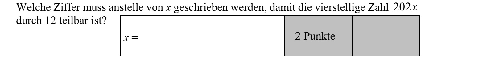 Milyen számjegyet írjunk az x helyére, hogy a 202x négyjegyű szám osztható legyen 12-vel?