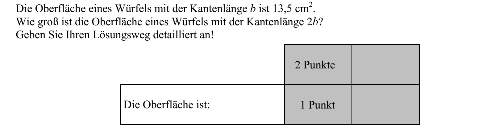 Egy b élhosszúságú kocka felszíne 13,5 cm2 . Mekkora a felszíne egy 2b élhosszúságú kockának? Megoldását részletezze!
