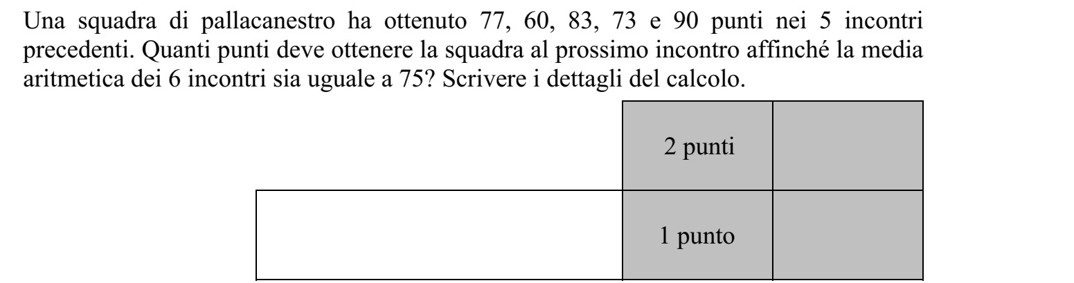 Egy kosárlabdacsapat az előző öt mérkőzésén 77, 60, 83, 73, illetve 90 pontot szerzett. Hány pontot kell szereznie a csapatnak a következő mérkőzésén ahhoz, hogy a hat mér- kőzésen szerzett pontjainak átlaga 75 legyen? Megoldását részletezze!