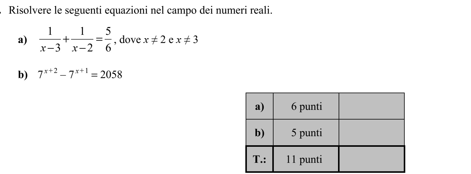 Oldja meg az alábbi egyenleteket a valós számok halmazán! a) 1 1 5 3 2 6 + =  x x , ahol x  2 és x  3 b) 7 x + 2 - 7 x + 1 = 2058