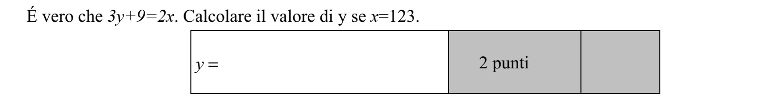 Tudjuk, hogy 3y + 9 = 2x. Számítsa ki y értékét, ha x = 123.