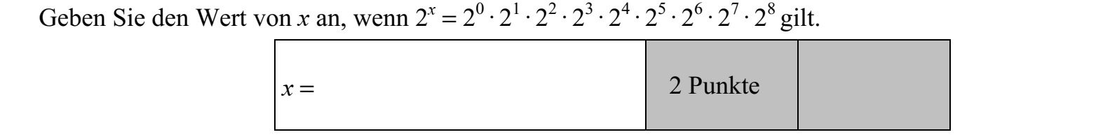 Adja meg x értékét, ha 2x = 20 · 21 · 22 · 23 · 24 · 25 · 26 · 27 · 28 .