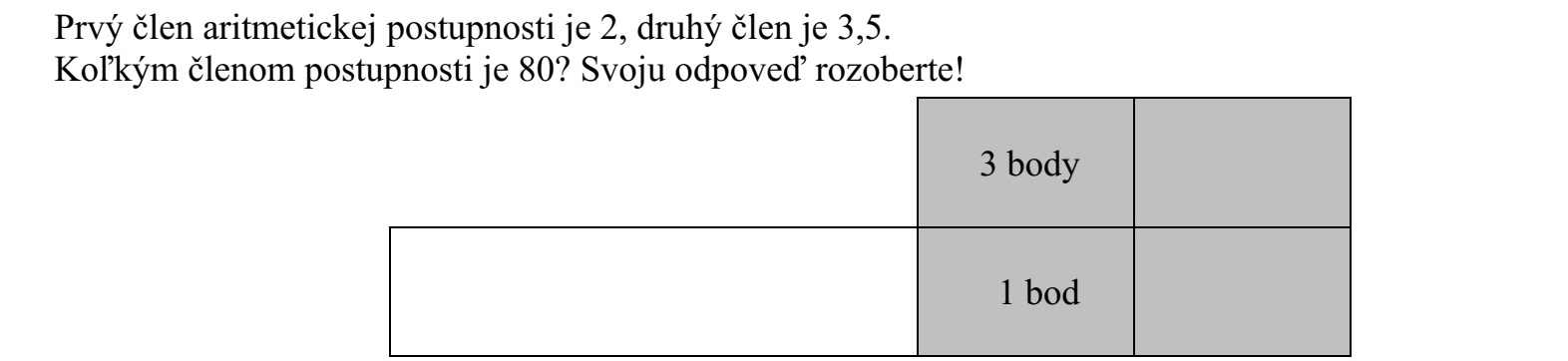 Egy számtani sorozat első tagja 2, második tagja 3,5. Hányadik tagja a sorozatnak a 80? Megoldását részletezze!