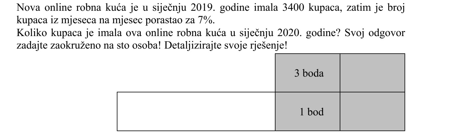 Egy új webáruháznak 2019 januárjában 3400 vásárlója volt, majd a vásárlók száma hó- napról hónapra 7%-kal nőtt. Hány vásárlója volt ennek a webáruháznak 2020 januárjában? Válaszát száz főre kere- kítve adja meg! Megoldását részletezze!