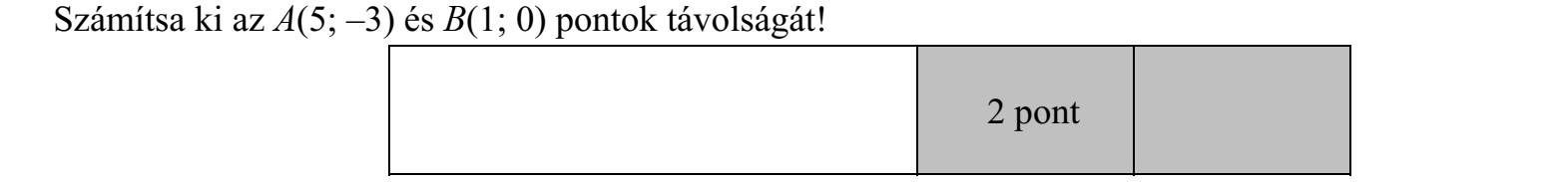 Számítsa ki az A(5  -3) és B(1  0) pontok távolságát!