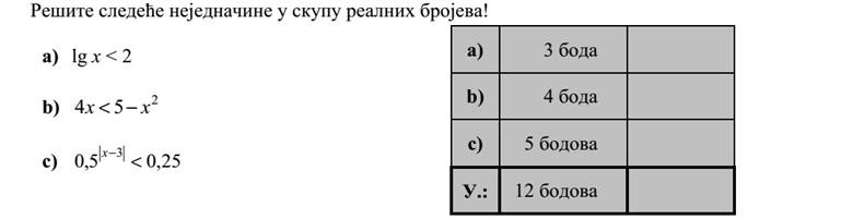 Oldja meg a valós számok halmazán az alábbi egyenlőtlenségeket! a) lg x < 2 b) 2 54 xx  c) 25,05,0 3  x